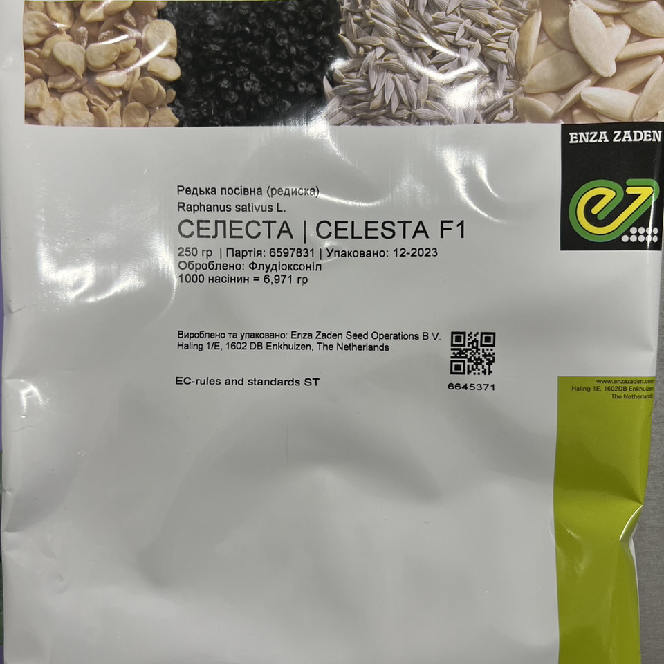 Селеста F1, Celesta F1 – редис, 250 грам насінин, Enza Zaden